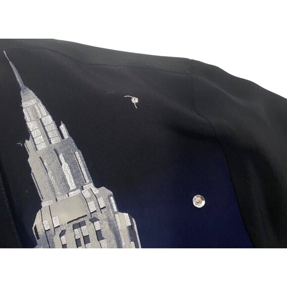 Diane Gilman vintage Silk Cityscape artsy sequin metallic Button-Up tunic top - Picture 9 of 9